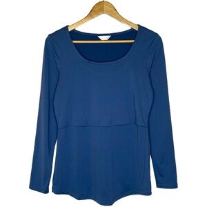 Kindred Bravely Long Sleeve Nursing Top in Blue Size M